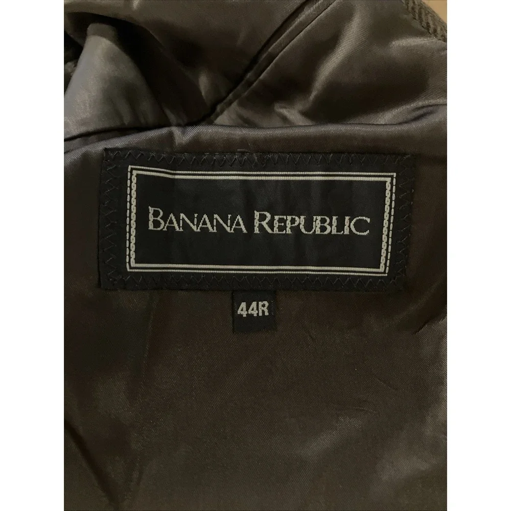Vintage Banana Republic 44R Brown Herringbone Wool Blazer USA